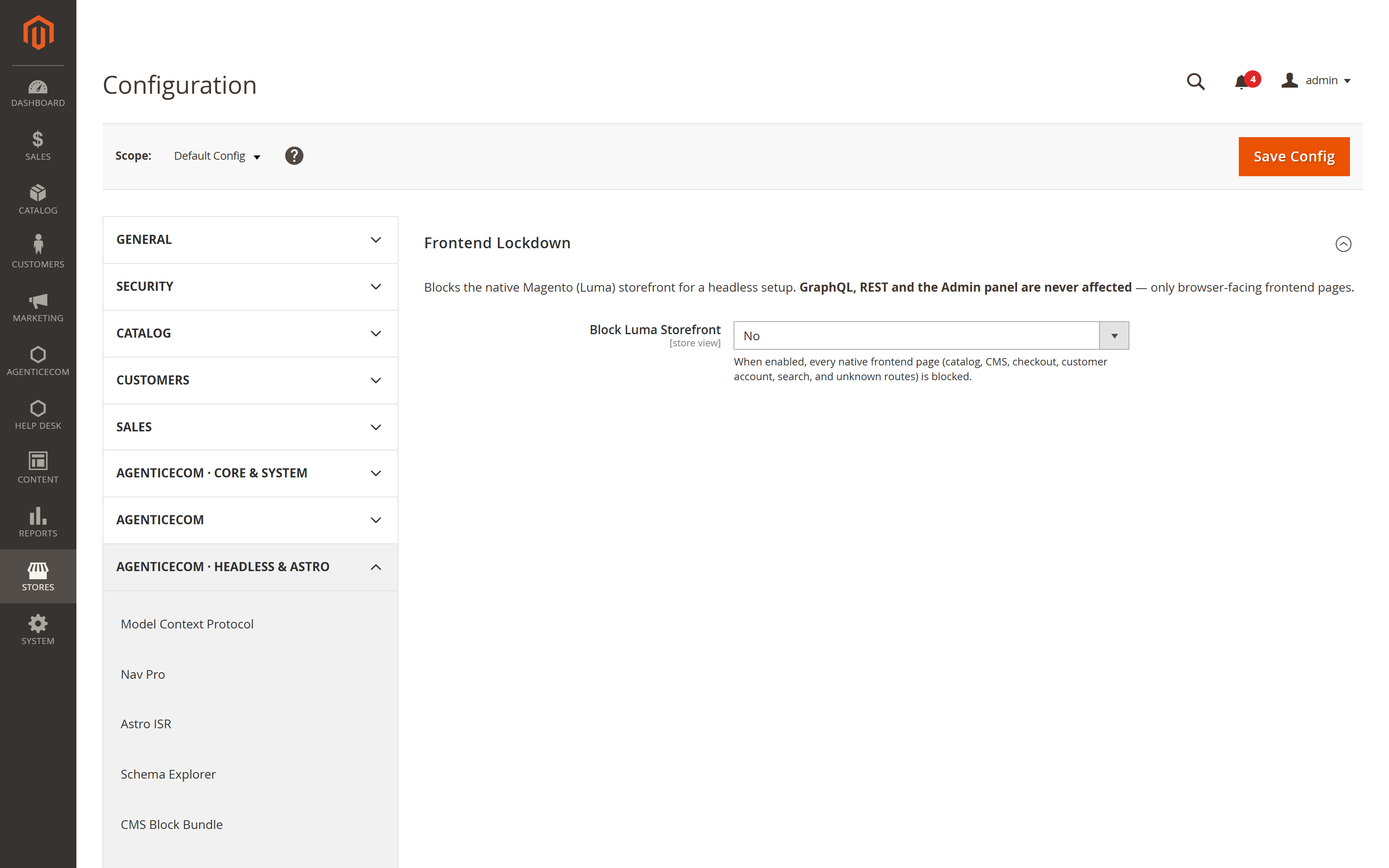 Headless Lock for Magento 2 — Config